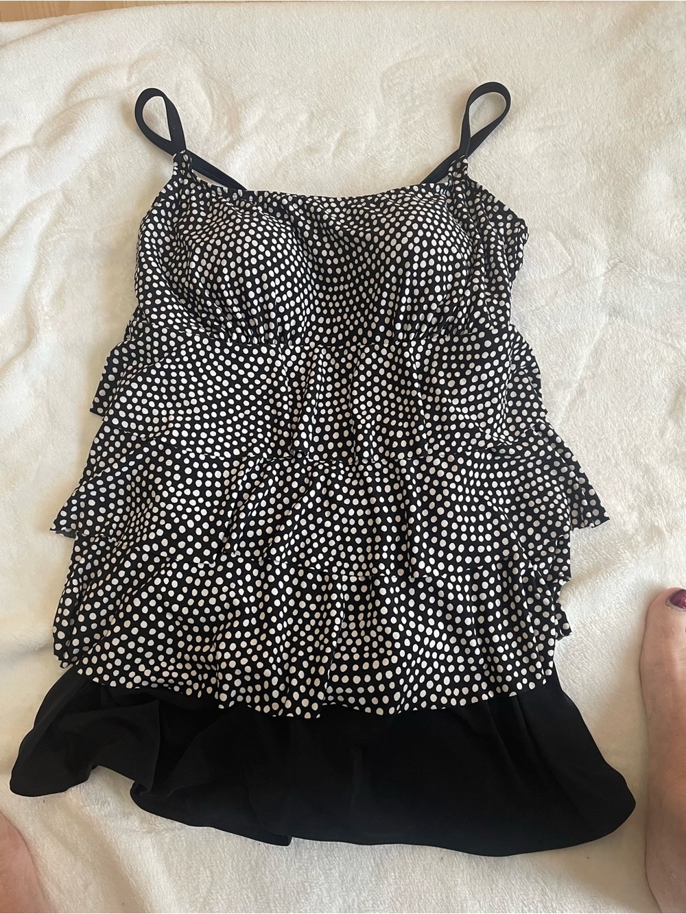 Black polka dot swim top
